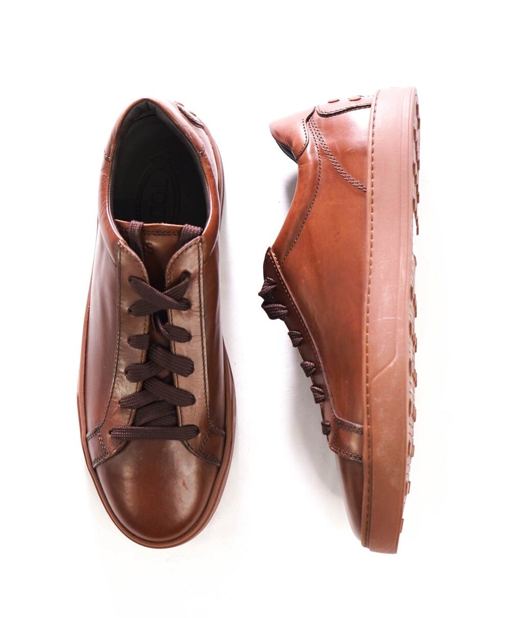 $750 TOD'S - Brown Leather Sneakers - US 10 (9UK)
